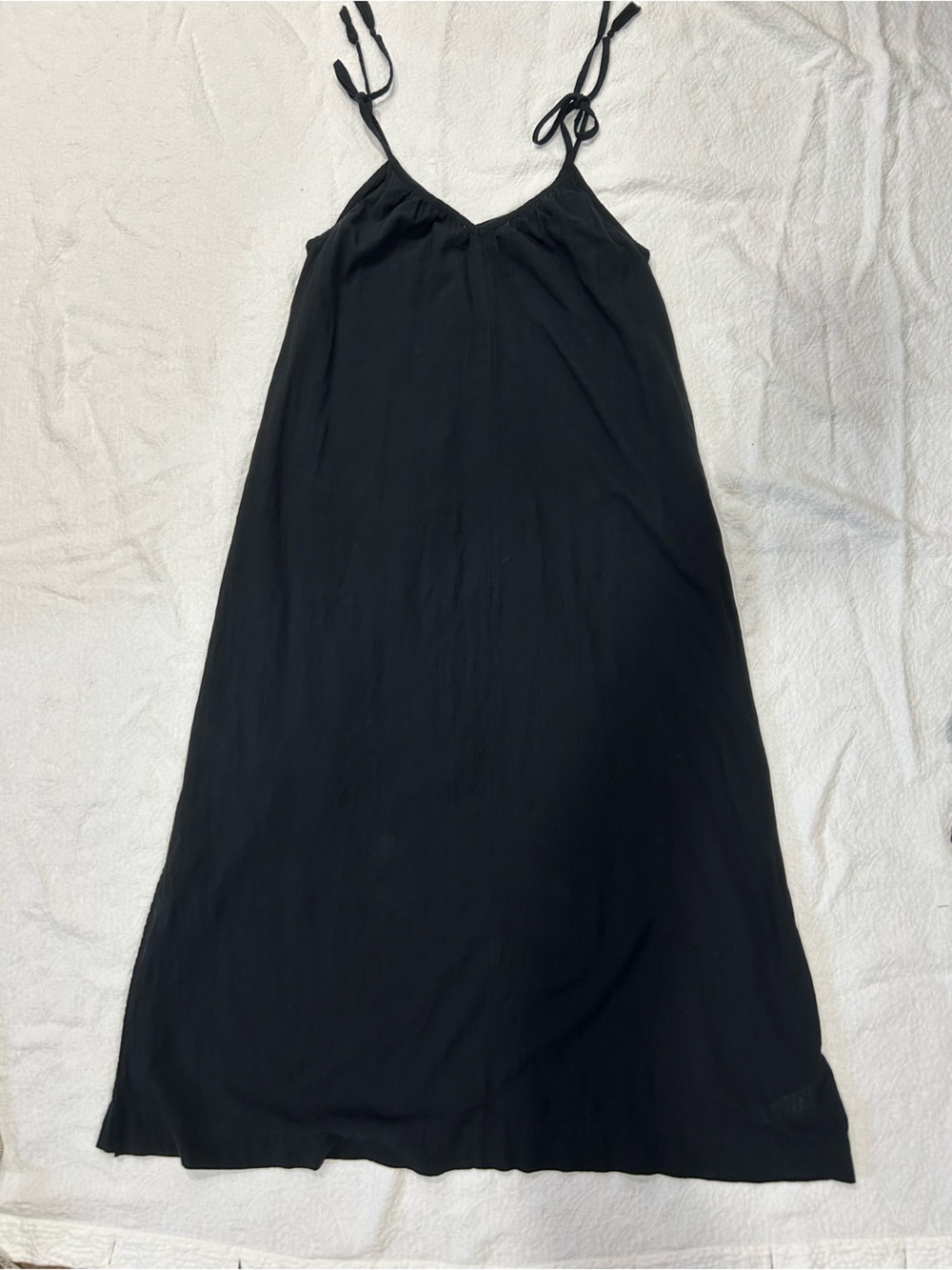 Old Navy Black Midi Slip Dress with Tie Straps